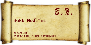 Bekk Noémi névjegykártya