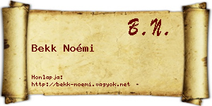 Bekk Noémi névjegykártya